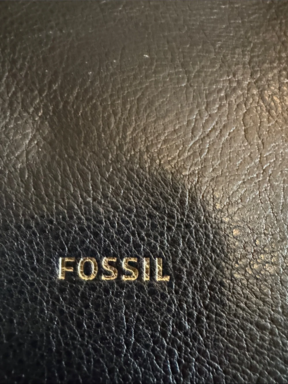Fossil Black Leather Satchel with Brown Strap Accent